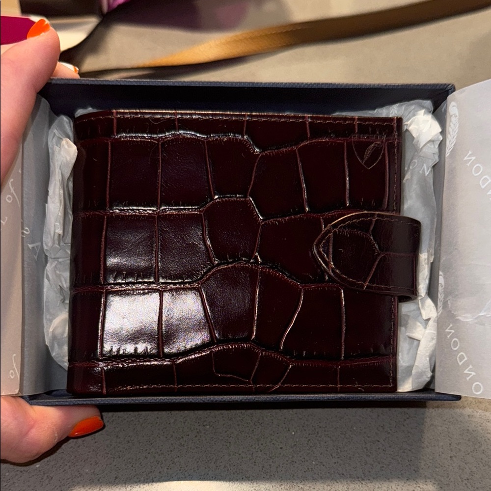 NWT Aspinal of London croc embossed bifold Wallet - Picture 4 of 14